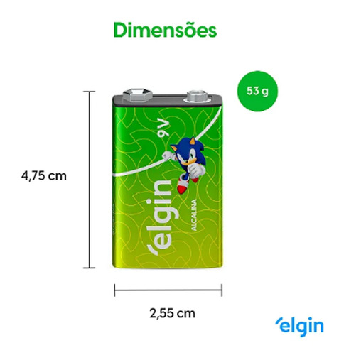 01 Pilha Bateria 9v Alcalina Elgin 1 Cartela