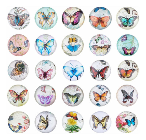 Pcs in Mariposa Cristal Cupula Cabujon Color Mezclado