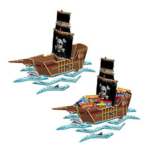 Beistle 3-d Pirate Ship Centerpiece, 2 Piezas, 18.5  X 25.5 