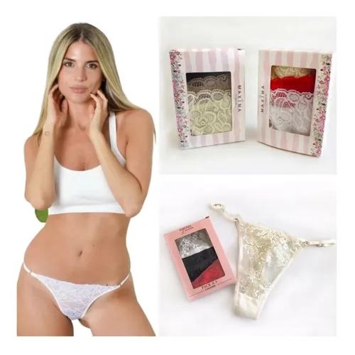 comprar Pack X3 Máxima Tanga Colaless Puntilla Tira Regulable A. 12