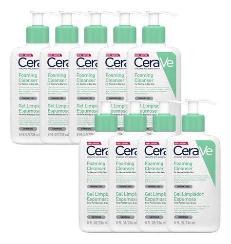 Combo X9 Cerave Gel Limpiador Espumoso 236ml.