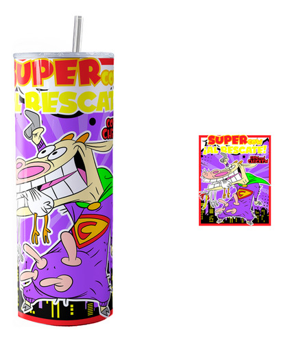 Termo Skinny Tumbler Con Estampado De Super Vaca Comic