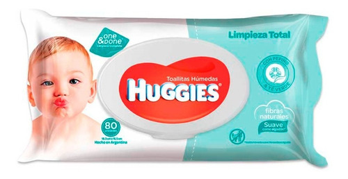 Toallas Humedas Huggies Limpieza Total One&done X80 Unidades