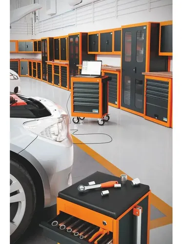 Carrinho Para Ferramentas 6 Gavetas 92 Peças Tramontina Pro Laranja