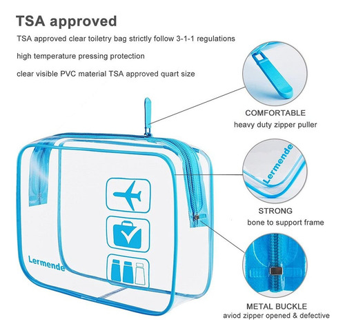 Lermende Bolsa Aseo Transparente 2pzs Aprobada Tsa, Viaje
