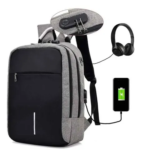 Mochila antirrobo impermeable con puerto de carga USB 