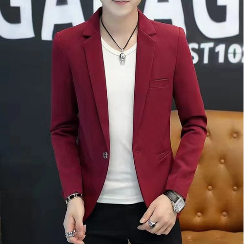 Blazer Saco Slim Fit Delgado Rallas Coreano