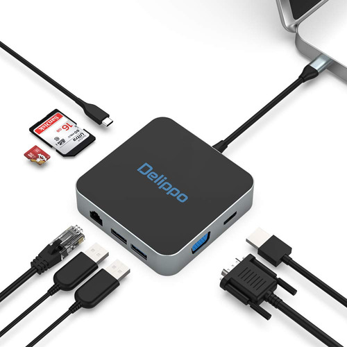 Usb C Hub 8 En 1 Tipo C Hub Inalmbrico Cargador Delippo Mult