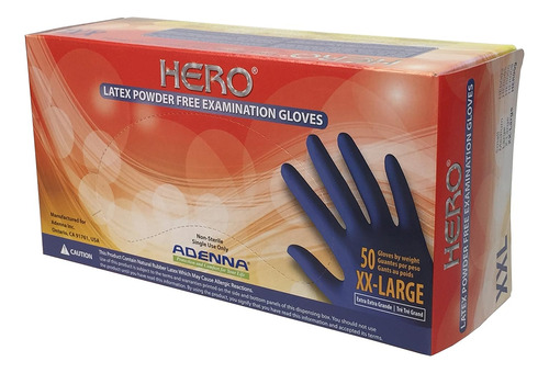 Guantes De Látex Sin Polvo Adenna Her009 Hero De 14 Mm, Exte