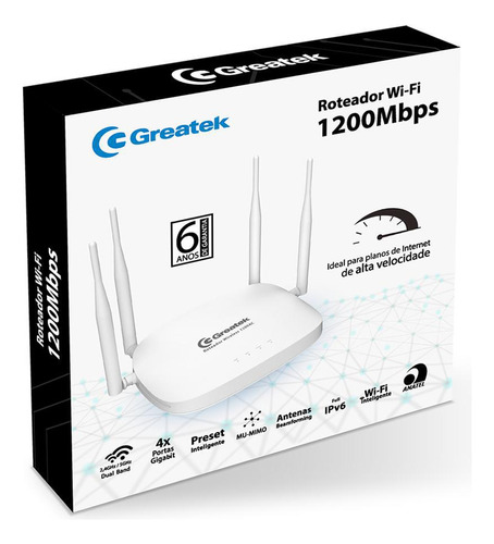 Roteador Wireless Gigabit Dual Band 1200 Mbps Greatek
