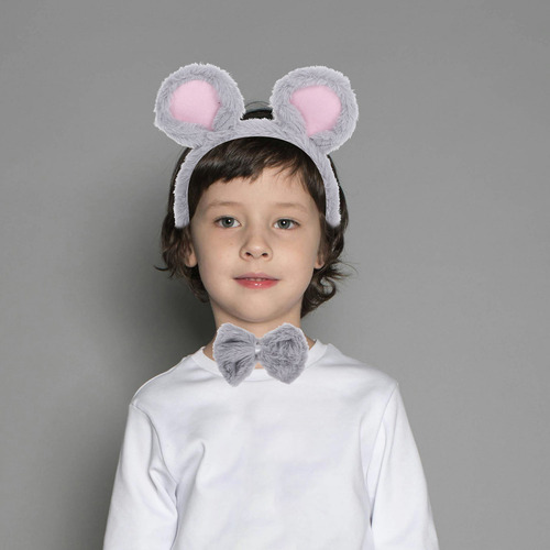 Set De 3 Diademas De Felpa Con Forma De Rata, Pajarita Y Col