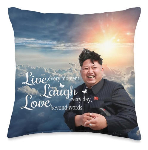Live Laugh Love Kim Jong Un Almohada De 16 X 16 Pulgadas, Mu