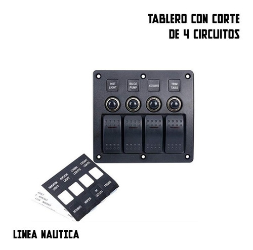 Imagen 4 de 5 de Tablero Con Corte X4 Circuitos Con Testigo Luminoso Nautico