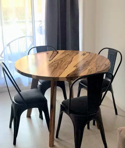 Mesa Redonda De Comedor Madera Dura Maciza 100cm Diámetro