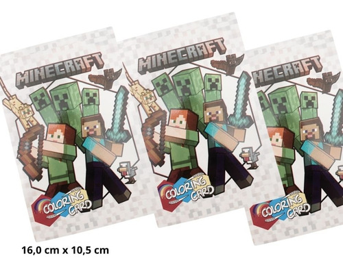 Kit 12 Super Cards Para Colorir Minecraft Papel 180g