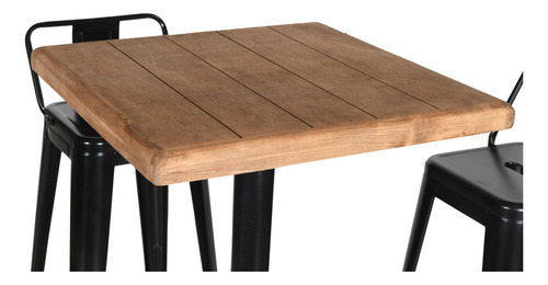 Mesa Periquera Madera Banco Tolix Restaurante Bar Cafetería Color Negro Con Madera Diseño De La Tela De Las Sillas Liso