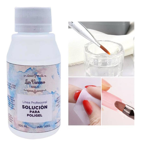 Liquido Solución Poligel O Uñas Acrílicas Gel Uv Gelificadas