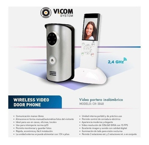 Portero Visor Inalambrico Vicom Frente Premium Saca Fotos