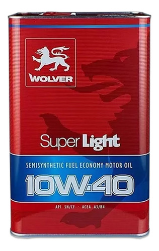 Aceite Wolver Super Ligth Sae 10w40 X5 Litros Semi Sintético