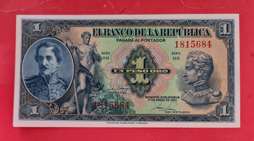 Billete De Un Peso 1950  7 Dígitos.