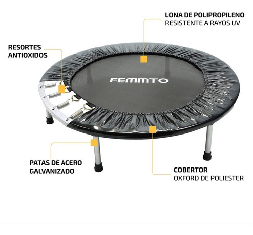 Imagen 2 de 10 de Mini Trampolin Saltarin 1 Mts Cama Elastica Gimnasia Deporte