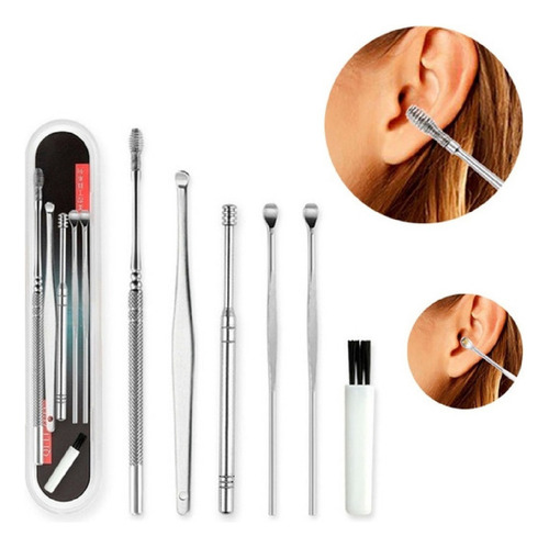 Kit Limpeza De Ouvido Cera Cureta C Espatulas 7 Peças