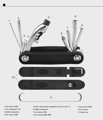 Imagen 3 de 10 de Multi Herramienta Kit Llave Portatil Para Bicicleta Rockbros