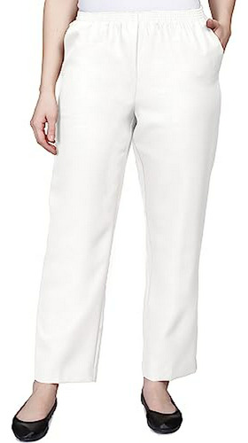 Alfred Dunner Classics Pantalones De Cintura Elástica Blanco