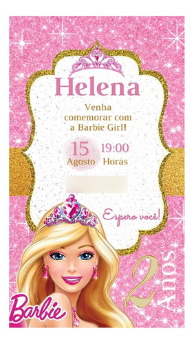 Convite Digital Escolha O Seu Envio Imediato Barbie