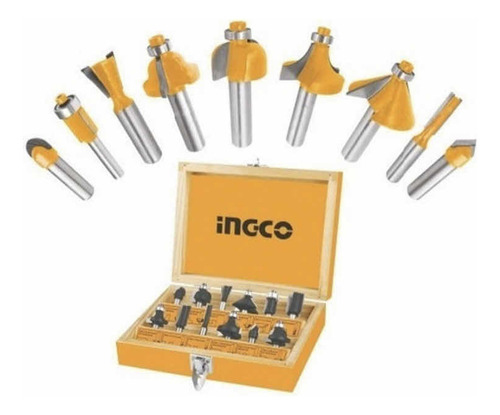 Set 12 Pcs Brocas Fresas 8 Mm Router Madera Ingco Akrt1211