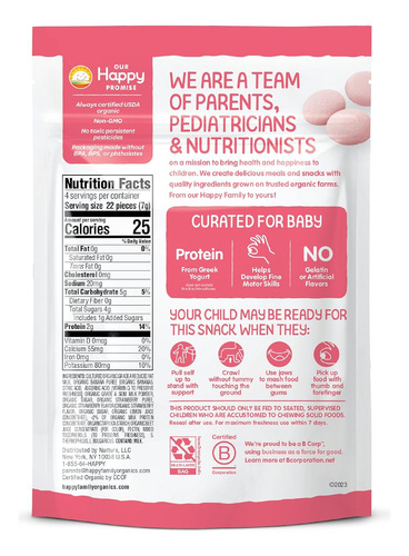 Happy Baby Organics Snacks Para Bebés, Yoguis Griegos, Yogur