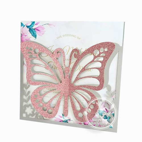 50 Invitaciones Sobre Corte Laser S 15-222 + Mariposa Aperl