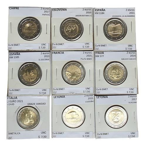 Monedas Mundiales : Varios Paises Europa 2 Euros V-años