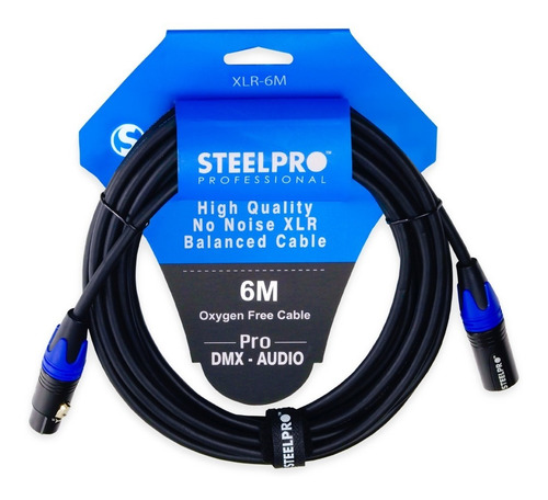 Imagen 1 de 5 de Cable Xlr 6m Balanceado Profesional Macho - Hembra Steelpro