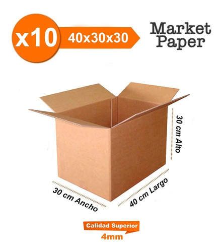 Imagen 1 de 10 de  Caja Carton Embalaje 40x30x30 Mudanza Reforzada X10