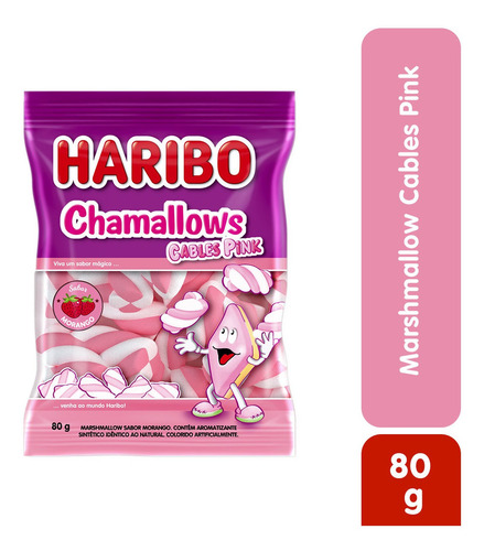 Imagem 1 de 2 de Chamallows Cables Pink Haribo 80g
