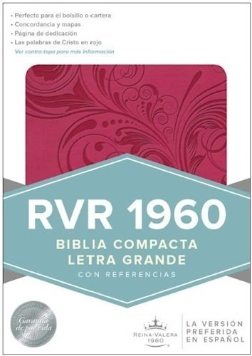 Libro Biblia Compacta Letra Grande ,rosada  Rvr 1960 De B&h 