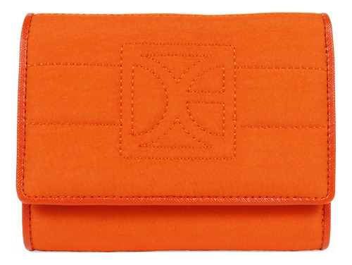 Cartera Cloe Para Mujer Mediana Diseño Acolchado Con Broche Color Naranja