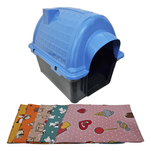 Kit Casinha Iglu + Colchonete Slim Sortido Cachorro N4 Cor Azul