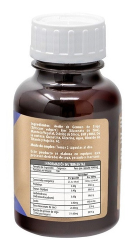 Imagen 3 de 5 de Zinc Con Germen De Trigo 200 Cápsulas De 400mg C/u Naturagel