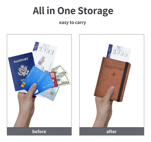 2 Porta Pasaporte Documentos Funda Protectora Viaje Con Rfid