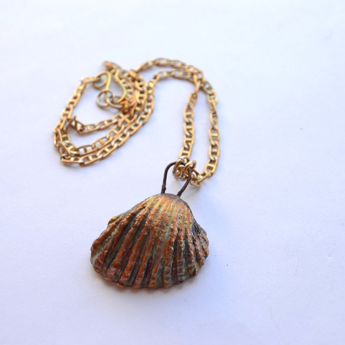 Imagen 6 de 6 de Collar Caracol De Cobre, Cadena Bronce, Joya Natural, Cod1