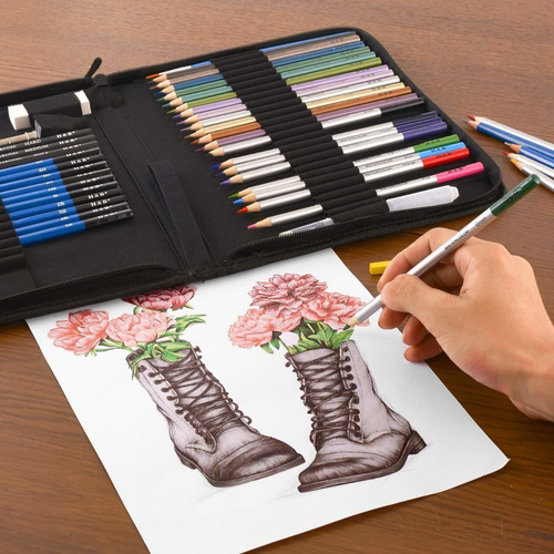 Imagen 6 de 10 de Set 51 Lápices De Dibujo Profesional Escolar Hb Con Estuche