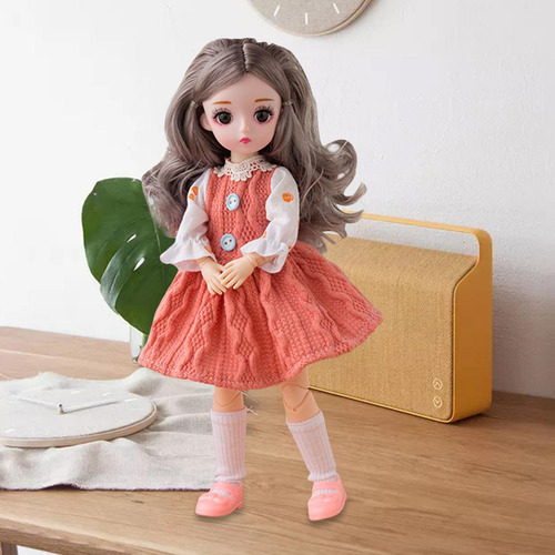1/6 Bjd Boneca Kawaii Com Roupas Outfit Sapatos Laranja