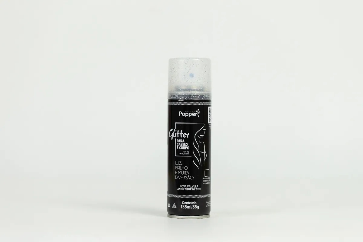 Spray Glitter Para Cabelo E Corpo Brilho Prata - 135ml