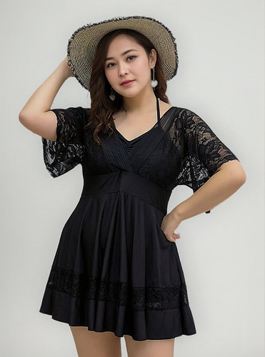 C Traje De Baño For Gorditas Curvy Blusón Falda Y Short