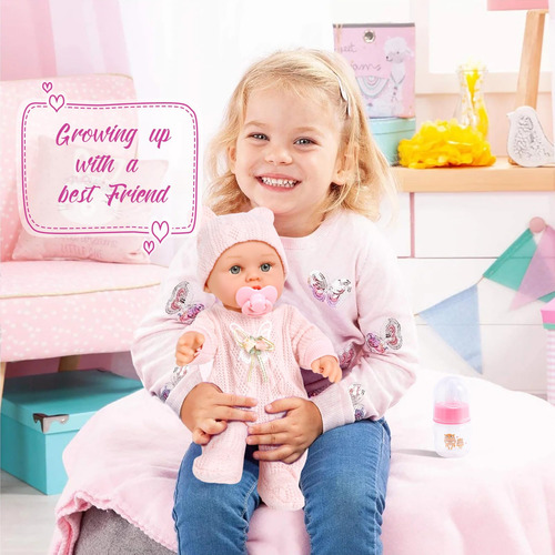 Juego De Muñecas De Bebé 30 Cm Con Accesorios Y Moisés