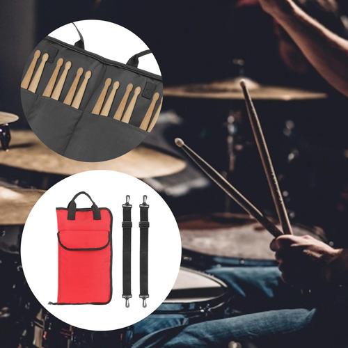 Drum Stick Gig Bag Resistente Al Agua Rojo Puesto 24 Palos