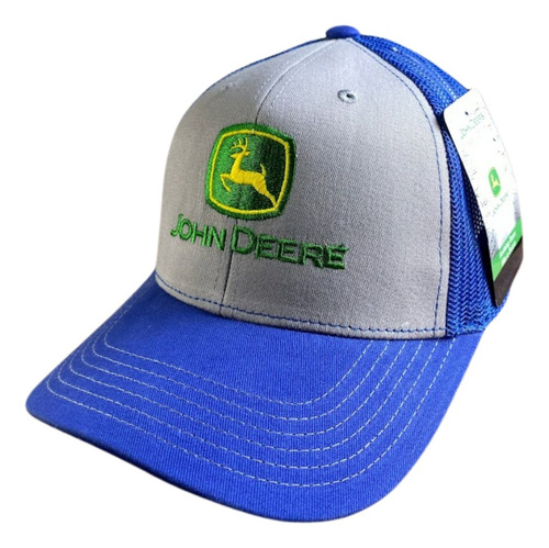 Gorra Estilo John Deere Azul Gris Original Trucker Jd063 Azul Único