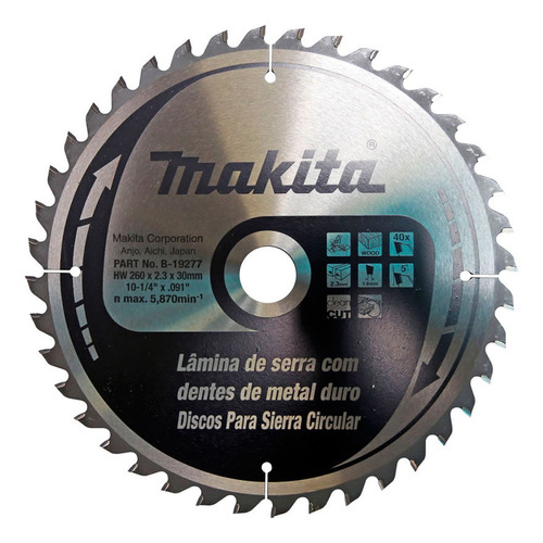 Disco De Serra 260x30x2,3mm Para Madeira Makita B-19277